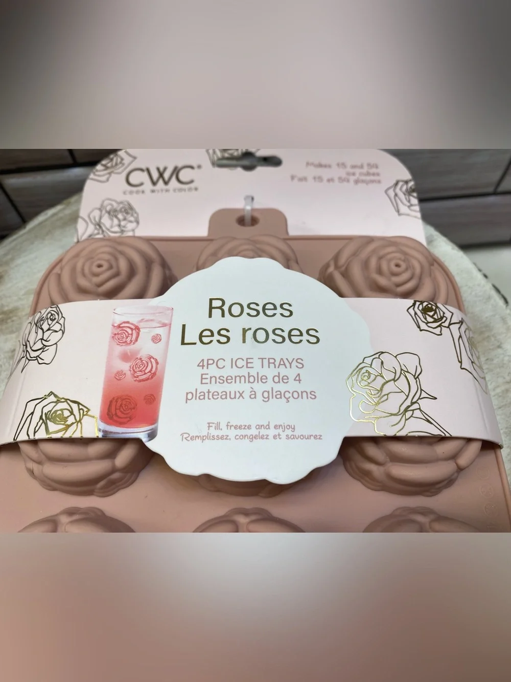 CWC ❤️Beautiful Roses shaped 4PC Ice Trays  mold BPA Free DIY NWT